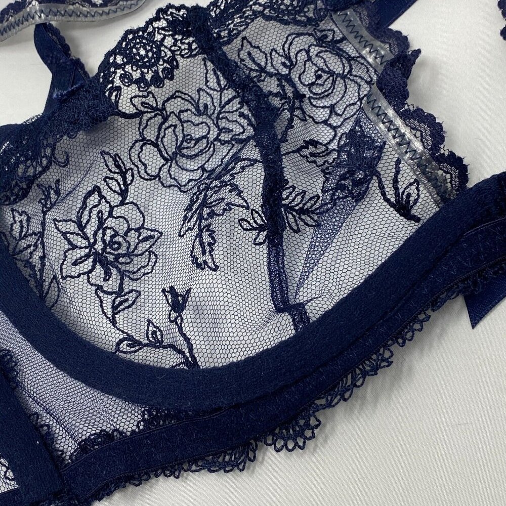 Agent Provocateur Rosa Navy Bra 34C New - Picture 8 of 12